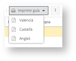 Imprimir guia en valencià, castellá o anglés 