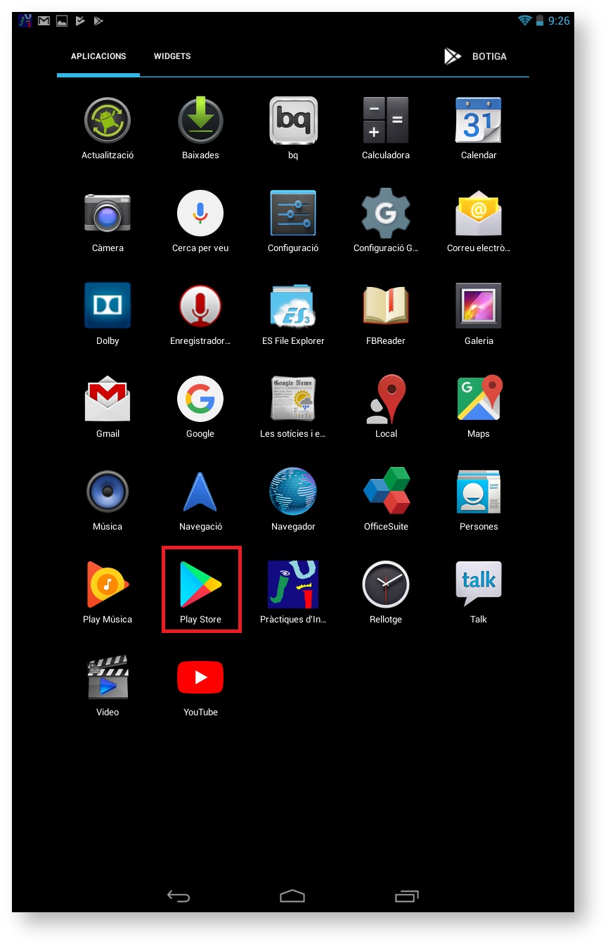 Icona del Play Store per descarregar l'aplicació en la tauleta