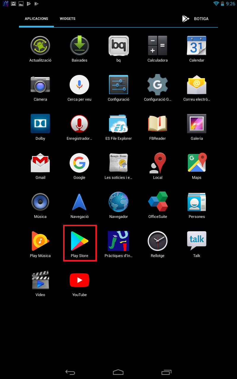 Icona del Play Store per descarregar l'aplicació en la tauleta